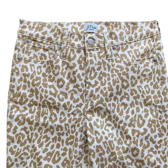 J CREW Skinny Jeans Womens Sz 28 Toothpick High Rise Tan Leopard Safari Jungle - Picture 2 of 7